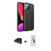 MARSİLYAN™- iPhone 13 Pro Max Kılıf Doruk Klasik Özel Seri - Şeffaf Pasifik Cam Ekran Koruyucu + Raze Metal Kamera Lens - GD