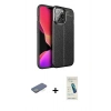 MARSİLYAN™- iPhone 13 Pro Max Kılıf Doruk Klasik Özel Seri - Şeffaf Pasifik Cam Ekran Koruyucu + Renkli Kamera Lens Koruma Cam - YL