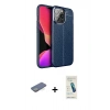 MARSİLYAN™- iPhone 13 Pro Max Kılıf Doruk Klasik Özel Seri - Şeffaf Pasifik Cam Ekran Koruyucu + Renkli Kamera Lens Koruma Cam - YL