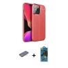 MARSİLYAN™- iPhone 13 Pro Max Kılıf Doruk Klasik Özel Seri - Siyah 18D Cam Ekran Koruyucu + Renkli Kamera Lens Koruma Cam - YL