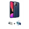 MARSİLYAN™- iPhone 13 Pro Max Kılıf Doruk Klasik Özel Seri - Siyah 3D Antistatik Cam Ekran Koruyucu + Rainbow Kamera Lens Koruma Cam - MI