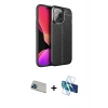MARSİLYAN™- iPhone 13 Pro Max Kılıf Doruk Klasik Özel Seri - Siyah 3D Antistatik Cam Ekran Koruyucu + Rainbow Kamera Lens Koruma Cam - MI
