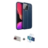 MARSİLYAN™- iPhone 13 Pro Max Kılıf Doruk Klasik Özel Seri - Siyah 3D Antistatik Cam Ekran Koruyucu + Rainbow Kamera Lens Koruma Cam - KI