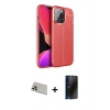 MARSİLYAN™- iPhone 13 Pro Max Kılıf Doruk Klasik Özel Seri - Siyah 3D Antistatik Hayalet Cam Ekran Koruyucu + Rainbow Kamera Lens Koruma Cam - REGD
