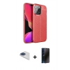 MARSİLYAN™- iPhone 13 Pro Max Kılıf Doruk Klasik Özel Seri - Siyah 3D Antistatik Hayalet Cam Ekran Koruyucu + Pers Alüminyum Kamera Lens - LT
