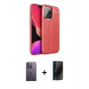 MARSİLYAN™- iPhone 13 Pro Max Kılıf Doruk Klasik Özel Seri - Siyah 3D Antistatik Hayalet Cam Ekran Koruyucu + Neon Fosforlu Kamera Lens - BZ