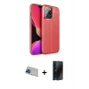 MARSİLYAN™- iPhone 13 Pro Max Kılıf Doruk Klasik Özel Seri - Siyah 3D Antistatik Hayalet Cam Ekran Koruyucu + Rainbow Kamera Lens Koruma Cam - MI