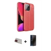 MARSİLYAN™- iPhone 13 Pro Max Kılıf Doruk Klasik Özel Seri - Siyah 3D Antistatik Hayalet Cam Ekran Koruyucu + Rainbow Kamera Lens Koruma Cam - KI