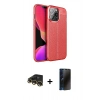 MARSİLYAN™- iPhone 13 Pro Max Kılıf Doruk Klasik Özel Seri - Siyah 3D Antistatik Hayalet Cam Ekran Koruyucu + Raze Metal Kamera Lens - GD