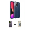 MARSİLYAN™- iPhone 13 Pro Max Kılıf Doruk Klasik Özel Seri - Siyah 6D Mat Seramik Hayalet Nano Ekran Koruyucu + Neon Fosforlu Kamera Lens - YL