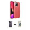 MARSİLYAN™- iPhone 13 Pro Max Kılıf Doruk Klasik Özel Seri - Siyah 6D Mat Seramik Hayalet Nano Ekran Koruyucu + Neon Fosforlu Kamera Lens - BZ