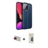MARSİLYAN™- iPhone 13 Pro Max Kılıf Doruk Klasik Özel Seri - Siyah 6D Mat Seramik Hayalet Nano Ekran Koruyucu + Rainbow Kamera Lens Koruma Cam - KI