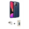 MARSİLYAN™- iPhone 13 Pro Max Kılıf Doruk Klasik Özel Seri - Siyah 6D Mat Seramik Hayalet Nano Ekran Koruyucu + Pers Alüminyum Kamera Lens - GD