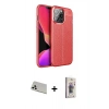 MARSİLYAN™- iPhone 13 Pro Max Kılıf Doruk Klasik Özel Seri - Siyah Bilvis 3D Cam Ekran Koruyucu + Rainbow Kamera Lens Koruma Cam - BZ