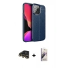 MARSİLYAN™- iPhone 13 Pro Max Kılıf Doruk Klasik Özel Seri - Siyah Bilvis 3D Mat Cam Ekran Koruyucu + Raze Metal Kamera Lens - GD