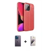 MARSİLYAN™- iPhone 13 Pro Max Kılıf Doruk Klasik Özel Seri - Siyah Bilvis 3D Mat Cam Ekran Koruyucu + Neon Fosforlu Kamera Lens - MI