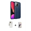 MARSİLYAN™- iPhone 13 Pro Max Kılıf Doruk Klasik Özel Seri - Siyah Bilvis 3D Mat Cam Ekran Koruyucu + Shine Kamera Lens - GD