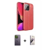 MARSİLYAN™- iPhone 13 Pro Max Kılıf Doruk Klasik Özel Seri - Siyah Bilvis 3D Mat Cam Ekran Koruyucu + Neon Fosforlu Kamera Lens - YL