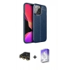 MARSİLYAN™- iPhone 13 Pro Max Kılıf Doruk Klasik Özel Seri - Siyah Bilvis 5in1 3D Magic Cam Ekran Koruyucu + Raze Metal Kamera Lens - GD