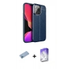 MARSİLYAN™- iPhone 13 Pro Max Kılıf Doruk Klasik Özel Seri - Siyah Bilvis 5in1 3D Magic Cam Ekran Koruyucu + Shine Kamera Lens Koruma Cam - MI