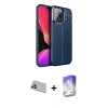 MARSİLYAN™- iPhone 13 Pro Max Kılıf Doruk Klasik Özel Seri - Siyah Bilvis 5in1 3D Magic Cam Ekran Koruyucu + Rainbow Kamera Lens Koruma Cam - REGD