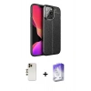 MARSİLYAN™- iPhone 13 Pro Max Kılıf Doruk Klasik Özel Seri - Siyah Bilvis 5in1 3D Magic Cam Ekran Koruyucu + Shine Kamera Lens - GD