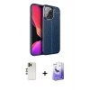MARSİLYAN™- iPhone 13 Pro Max Kılıf Doruk Klasik Özel Seri - Siyah Bilvis 5in1 5D Magic Hayalet Cam Ekran Koruyucu + Shine Kamera Lens - GD