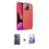 MARSİLYAN™- iPhone 13 Pro Max Kılıf Doruk Klasik Özel Seri - Siyah Bilvis 5in1 5D Magic Hayalet Cam Ekran Koruyucu + Neon Fosforlu Kamera Lens - YL