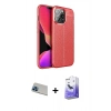 MARSİLYAN™- iPhone 13 Pro Max Kılıf Doruk Klasik Özel Seri - Siyah Bilvis 5in1 5D Magic Hayalet Cam Ekran Koruyucu + Rainbow Kamera Lens Koruma Cam - MI