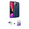 MARSİLYAN™- iPhone 13 Pro Max Kılıf Doruk Klasik Özel Seri - Siyah Bilvis 5in1 5D Magic Hayalet Cam Ekran Koruyucu + Pers Alüminyum Kamera Lens - LT
