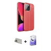 MARSİLYAN™- iPhone 13 Pro Max Kılıf Doruk Klasik Özel Seri - Siyah Bilvis 5in1 5D Magic Hayalet Cam Ekran Koruyucu + Rainbow Kamera Lens Koruma Cam - REGD