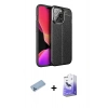 MARSİLYAN™- iPhone 13 Pro Max Kılıf Doruk Klasik Özel Seri - Siyah Bilvis 5in1 5D Magic Hayalet Cam Ekran Koruyucu + Shine Kamera Lens Koruma Cam - MI