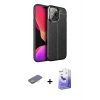 MARSİLYAN™- iPhone 13 Pro Max Kılıf Doruk Klasik Özel Seri - Siyah Bilvis 5in1 5D Magic Hayalet Cam Ekran Koruyucu + Renkli Kamera Lens Koruma Cam - SI