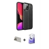 MARSİLYAN™- iPhone 13 Pro Max Kılıf Doruk Klasik Özel Seri - Siyah Bilvis 5in1 5D Magic Hayalet Cam Ekran Koruyucu + Rainbow Kamera Lens Koruma Cam - REGD