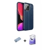 MARSİLYAN™- iPhone 13 Pro Max Kılıf Doruk Klasik Özel Seri - Siyah Bilvis 5in1 5D Magic Hayalet Cam Ekran Koruyucu + Shine Kamera Lens Koruma Cam - MI
