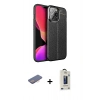 MARSİLYAN™- iPhone 13 Pro Max Kılıf Doruk Klasik Özel Seri - Siyah Bilvis Hayalet Cam Ekran Koruyucu + Renkli Kamera Lens Koruma Cam - PE