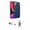 MARSİLYAN™- iPhone 13 Pro Max Kılıf Doruk Klasik Özel Seri - Siyah Bilvis Hayalet Cam Ekran Koruyucu + Pers Alüminyum Kamera Lens - LT