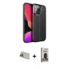 MARSİLYAN™- iPhone 13 Pro Max Kılıf Doruk Klasik Özel Seri - Siyah Bilvis Hayalet Cam Ekran Koruyucu + Rainbow Kamera Lens Koruma Cam - REGD
