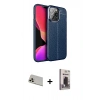 MARSİLYAN™- iPhone 13 Pro Max Kılıf Doruk Klasik Özel Seri - Siyah Bilvis Hayalet Cam Ekran Koruyucu + Rainbow Kamera Lens Koruma Cam - REGD