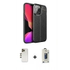 MARSİLYAN™- iPhone 13 Pro Max Kılıf Doruk Klasik Özel Seri - Siyah Bilvis Hayalet Cam Ekran Koruyucu + Shine Kamera Lens - GD