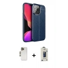 MARSİLYAN™- iPhone 13 Pro Max Kılıf Doruk Klasik Özel Seri - Siyah Bilvis Hayalet Cam Ekran Koruyucu + Shine Kamera Lens - GD