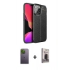 MARSİLYAN™- iPhone 13 Pro Max Kılıf Doruk Klasik Özel Seri - Siyah Bilvis Hayalet Cam Ekran Koruyucu + Neon Fosforlu Kamera Lens - YL