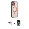 MARSİLYAN™- iPhone 13 Pro Max Kılıf Doruk Minimal - Şeffaf 360 Full Body Arka Koruyucu + Pers Alüminyum Kamera Lens - GI