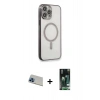 MARSİLYAN™- iPhone 13 Pro Max Kılıf Doruk Minimal - Şeffaf 360 Full Body Arka Koruyucu + Rainbow Kamera Lens Koruma Cam - MI