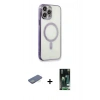 MARSİLYAN™- iPhone 13 Pro Max Kılıf Doruk Minimal - Şeffaf 360 Full Body Arka Koruyucu + Renkli Kamera Lens Koruma Cam - YL