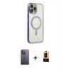 MARSİLYAN™- iPhone 13 Pro Max Kılıf Doruk Minimal - Şeffaf Maxco Cam Ekran Koruyucu + Neon Fosforlu Kamera Lens - BZ