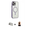 MARSİLYAN™- iPhone 13 Pro Max Kılıf Doruk Minimal - Şeffaf Maxco Cam Ekran Koruyucu + Rainbow Kamera Lens Koruma Cam - BZ