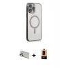 MARSİLYAN™- iPhone 13 Pro Max Kılıf Doruk Minimal - Şeffaf Maxco Cam Ekran Koruyucu + Rainbow Kamera Lens Koruma Cam - BZ