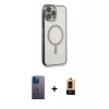 MARSİLYAN™- iPhone 13 Pro Max Kılıf Doruk Minimal - Şeffaf Maxco Cam Ekran Koruyucu + Neon Fosforlu Kamera Lens - MI