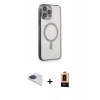 MARSİLYAN™- iPhone 13 Pro Max Kılıf Doruk Minimal - Şeffaf Maxco Cam Ekran Koruyucu + Pers Alüminyum Kamera Lens - LT